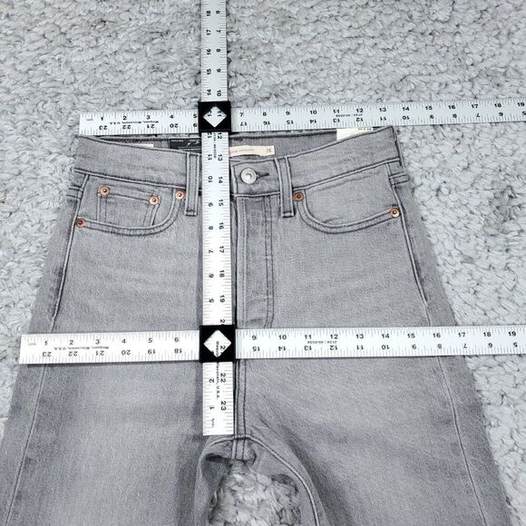 Levi's Premium Wedgie Straight Fit Jeans Gray Stretch Size 26 x 28 High Rise - Picture 8 of 9